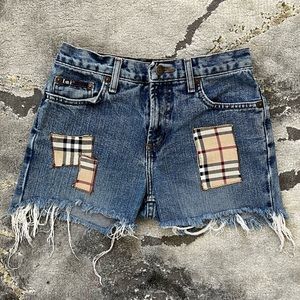 Rare vintage Lei y2k low rise denim shorts with plaid patchwork 🎯